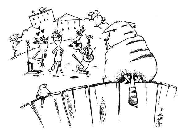 Карикатура "Кот, который гулял сам по себе", Юрий Опекан