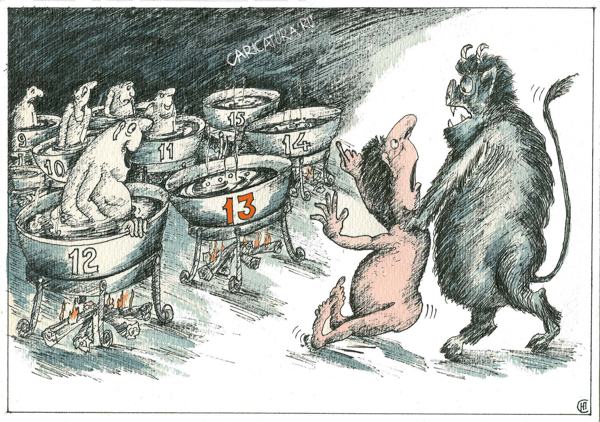 Карикатура "Суеверие страшнее ада", Николай Свириденко