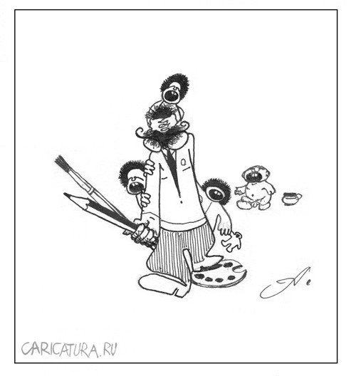 Карикатура "Папа, купи шоколадку!", Артур Полевой