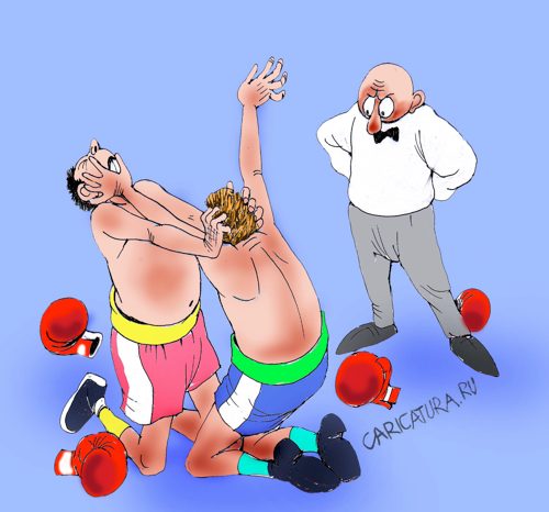 Карикатура "Бокс", Александр Попов