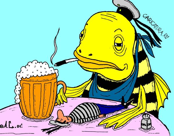Карикатура "Закуска к пиву", Александр Саламатин
