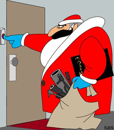 Карикатура "Дед мороз с подарками", Сергей Самсонов