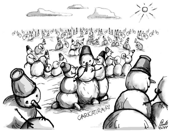 Карикатура "Снеговикографический бум", Uldis Saulitis