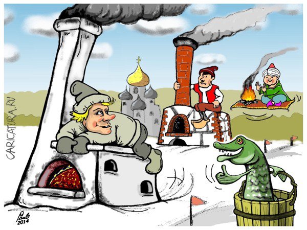 Карикатура "Зимние Олимпийские игры на Руси", Uldis Saulitis