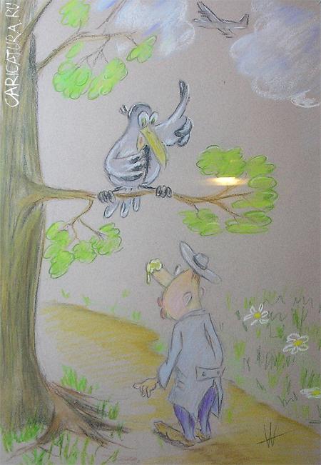 Карикатура "Большая птичка", Александр Шауров