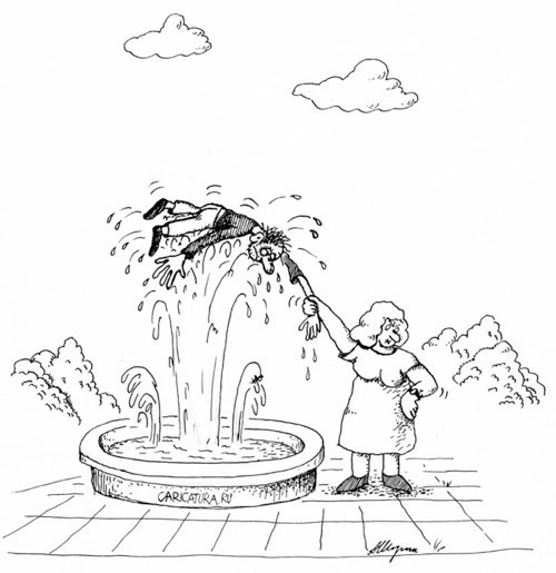 Карикатура "Водные процедуры", Александр Шорин