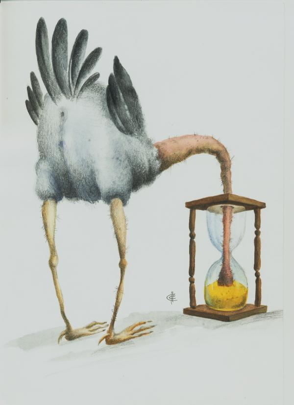 Карикатура "Со-временный страус", Сергей Сиченко