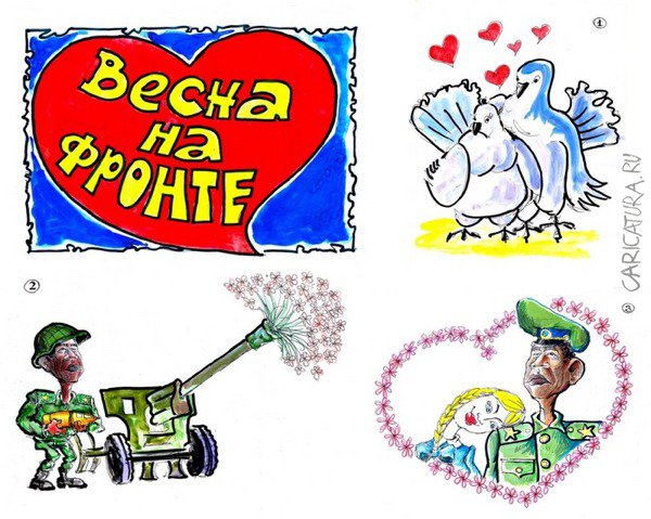 Карикатура "Весна на фронте", Владимир Тихонов