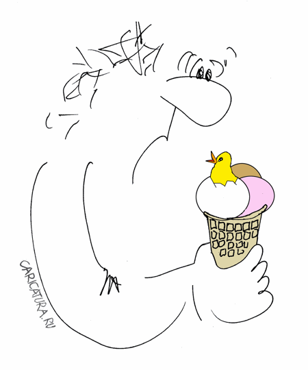 Карикатура "Курица или яйцо - Мороженое", Вадим Коноплянский