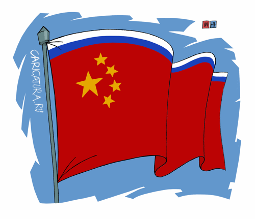 Карикатура "Российско-китайский союз", Михаил Жилкин